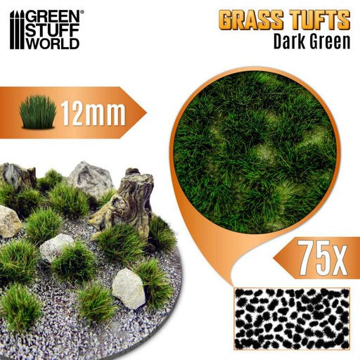 [ GSW12938 ] Green stuff world Static Grass Tufts 12 mm - Dark Green