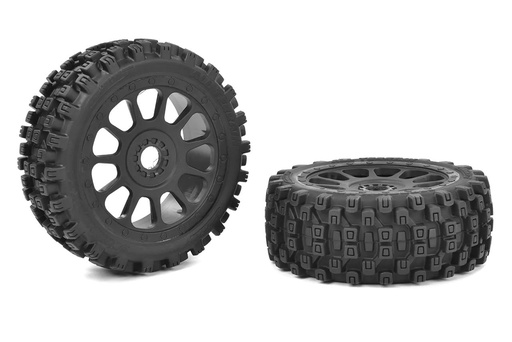 [ PROC-00180-1006 ] Team Corally - Scorpion XTB - Off-Road 1/8 Buggy Tires - Glued on Black Rims - 1 pair