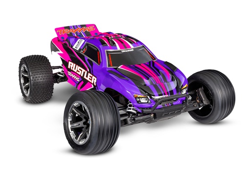 [ TRX-37254-8PINK ] Traxxas Rustler 2wd Brushed HD incl battery &amp; USB-C charger - Pink- TRX37254-8PINK