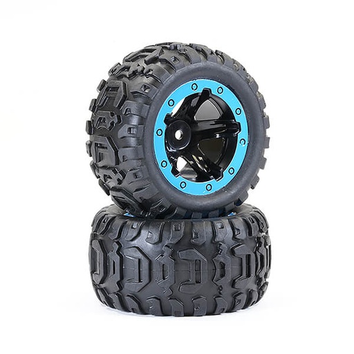 [ FTX9742B ] FTX TRACER MONSTER TRUCK BLUE WHEEL/TYRES COMPLETE (PR)