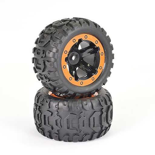 [ FTX9742 ] FTX TRACER MONSTER TRUCK ORANGE WHEEL/TYRES COMPLETE (PR)