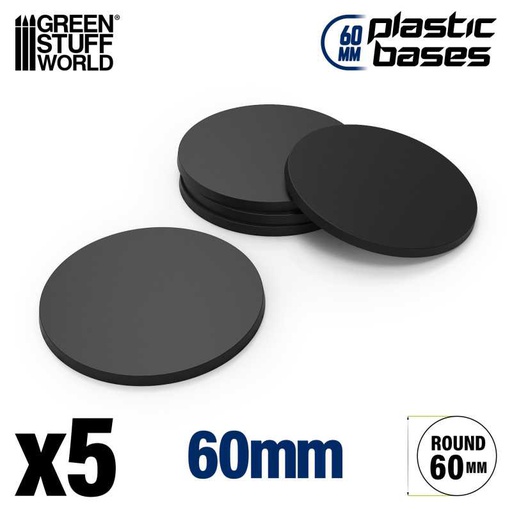 [ GSW11274 ] Green Stuff World Plastic Bases - Round 60 mm BLACK