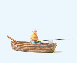 [ PRE28052 ] Preiser angler in a boat 1/87 HO