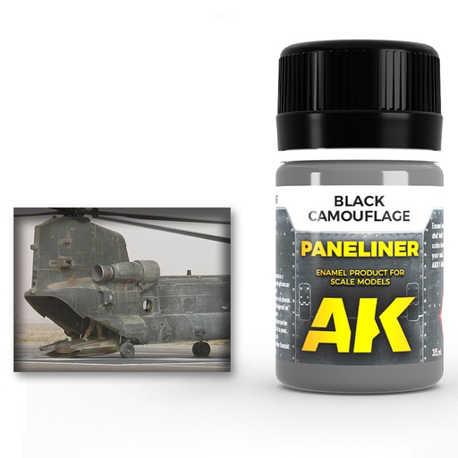 [ AK2075 ] Ak-interactive Enamel Air Weathering Paneliner for black camouflage 35ml 