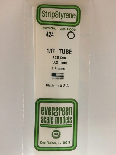 [ EG424 ] Evergreen styrene buis 1/8&quot;  3.2x610mm 8 pcs