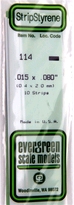 [ EG114 ] Evergreen styrene strip 0.38x2x350  mm 10st