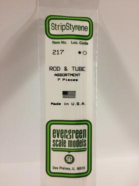 [ EG217 ] Evergreen styrene rond vol &amp; buis assortiment  350mm 7 stuks