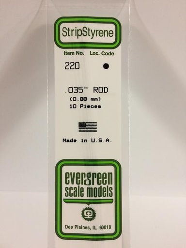 [ EG220 ] Evergreen styrene rond vol 0.9 x 350 mm (10st)
