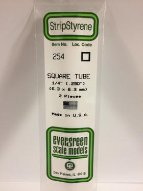 [ EG254 ] Evergreen styrene vierkante buis 6.3x6.3mmx360mm  (2st) 