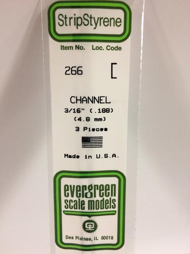 [ EG266 ] Evergreen styrene 'U' Profiel 4.8 mm (3st.)   