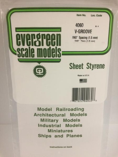 [ EG4060 ] Evergreen V-groefplaat 1.5mm spacing 1.0x150x300mm 1st