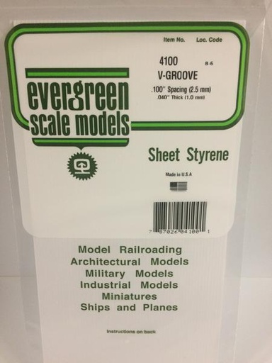 [ EG4100 ] Evergreen V-groefplaat 2.5mm spacing x150x300mm 1st