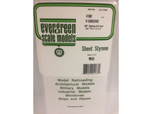 [ EG4188 ] Evergreen V-groefplaat 4.8mm spacing 1.0x150x300mm 1st
