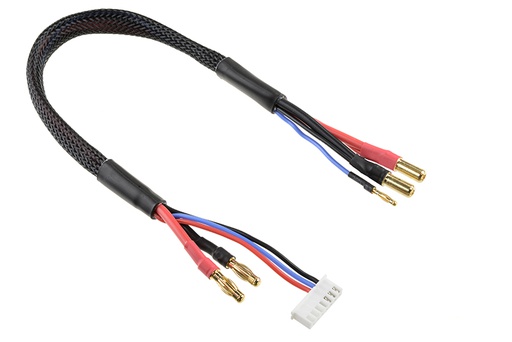 [ GF-1202-128 ] Laad-/balanceer-kabel - 5mm Bullit connector 2S - Lader 6S XH connector - 2mm Bullit connector - 14AWG Siliconen-kabel - 30cm - 1 st 