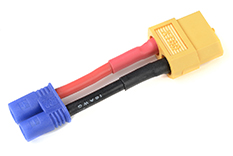 [ GF-1301-094 ] Power adapterkabel - EC-2 connector man. &lt;=&gt; XT-60 connector vrouw. - 14AWG Siliconen-kabel - 1 st 