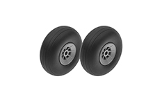 [ GF-3165-002 ] Vliegtuig wielen - Rubber met Nylon velg - 44mm - As Dia. 3mm - 2 st 