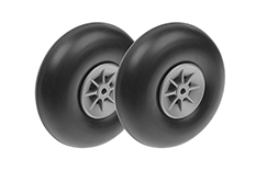 [ GF-3165-008 ] Vliegtuig wielen - Rubber met Nylon velg - 90mm - As Dia. 4mm - 2 st 